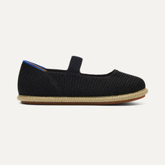 The Mini Mary Jane (for Kids) - Black Raffia-Knit