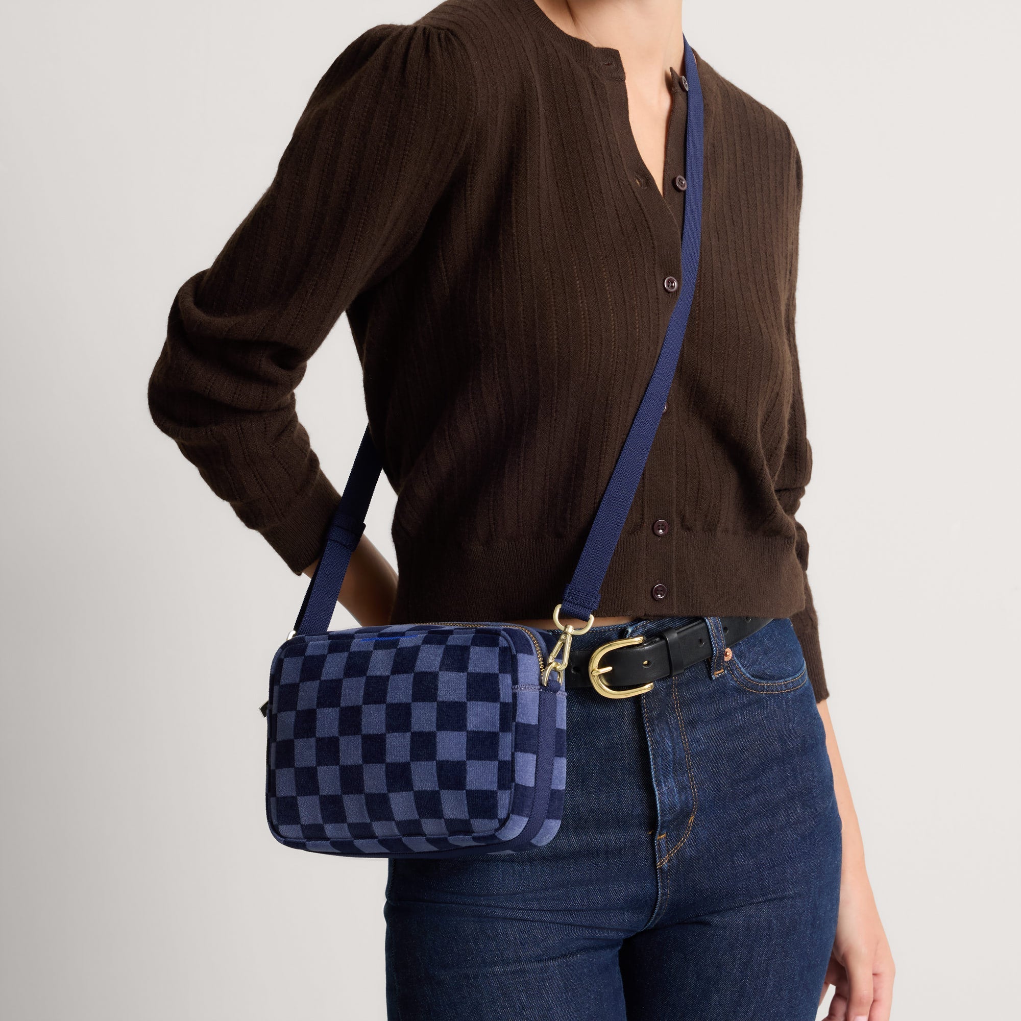 The Crossbody Camera Bag - ReVelvet™ Blue Ink